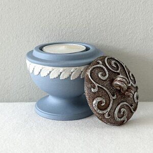 Vintage WEDGWOOD Blue Jasperware Candle Tea Light Votive Holder